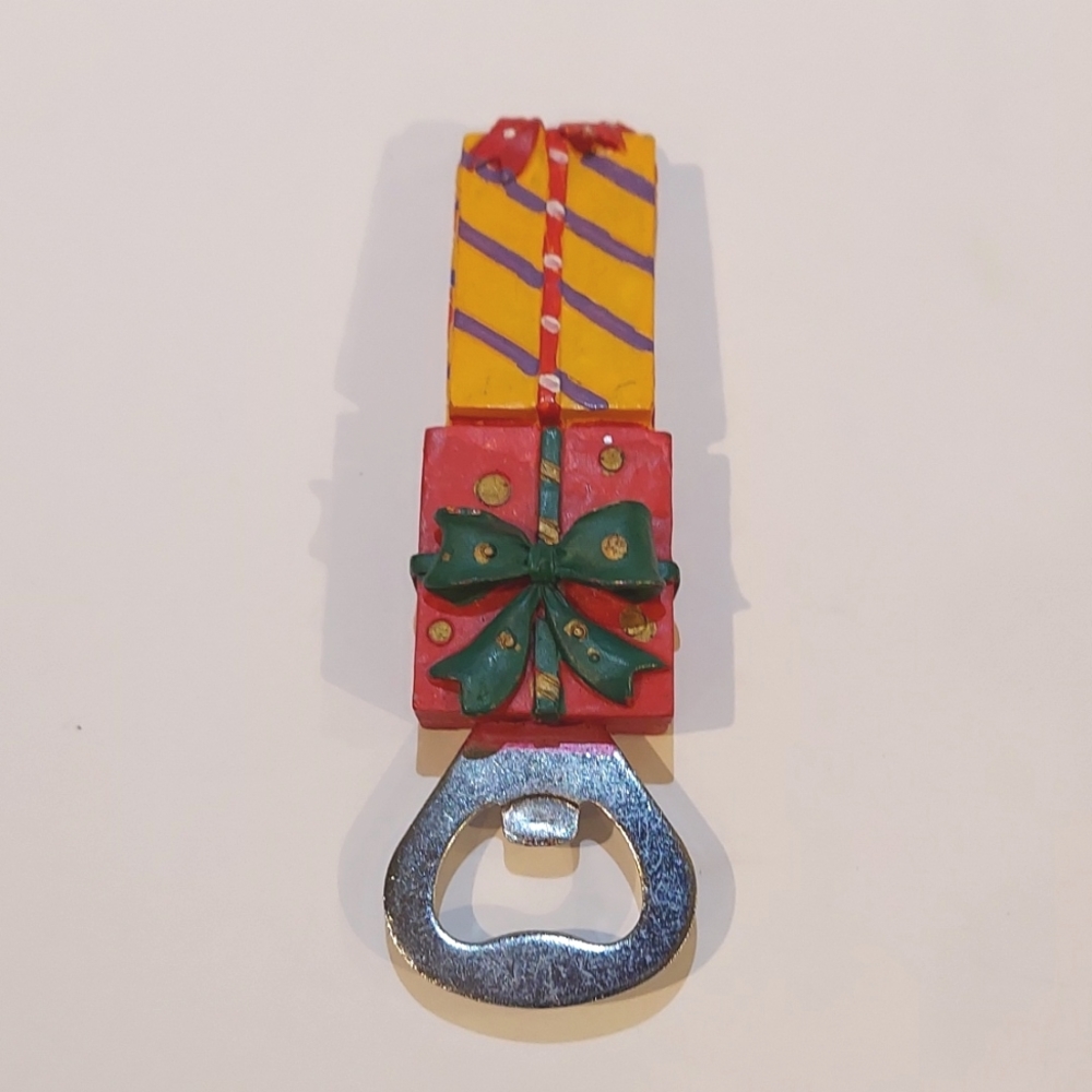 Holiday Gift Box Patterned Bottle Opener